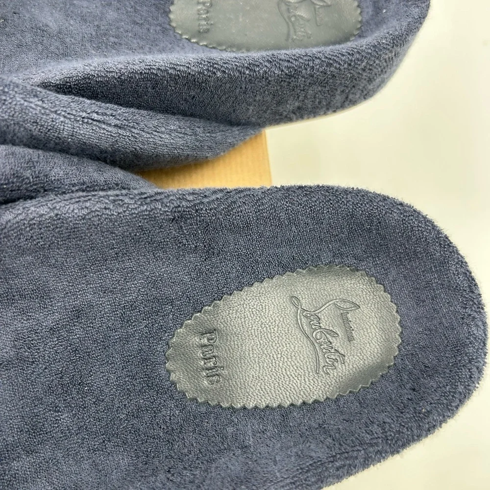 Men's Christian Louboutin BIZZU cross strap Terry cloth slide size 44 made Italy